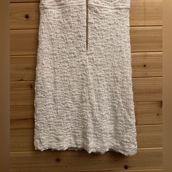 Sabina Musayev Sz Medium Bamboo Mini Dress Crinkle Cut Out Shoulder Pads Bridal - Picture 13 of 15